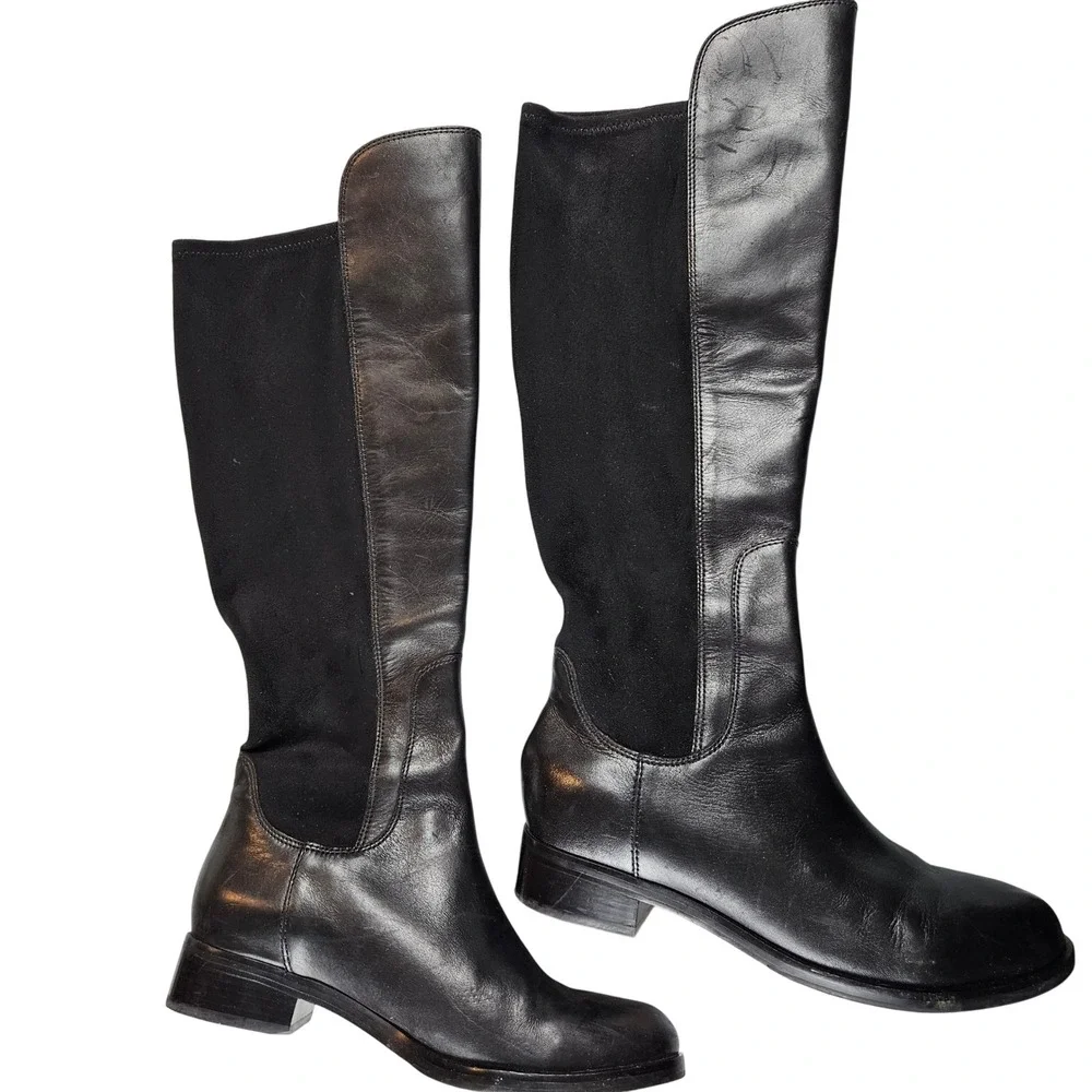 Cole Haan Air Whitley‎ Black Leather & Suede Tall Boots, size 8.5 B